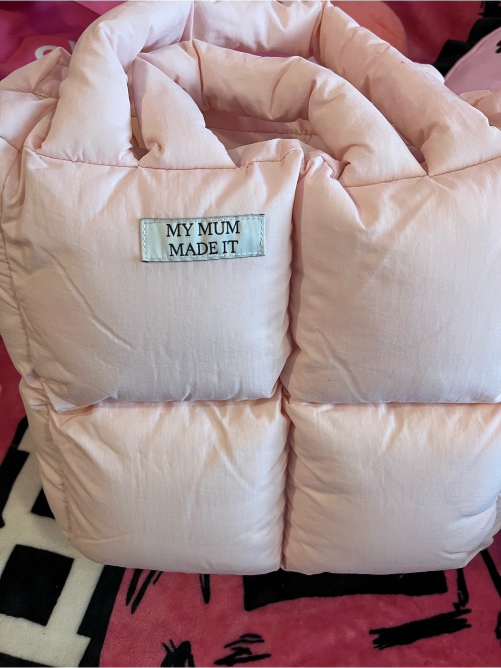 Light Pink Puffer tote bag.